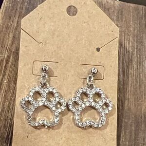 Silver Paw Print Earrings